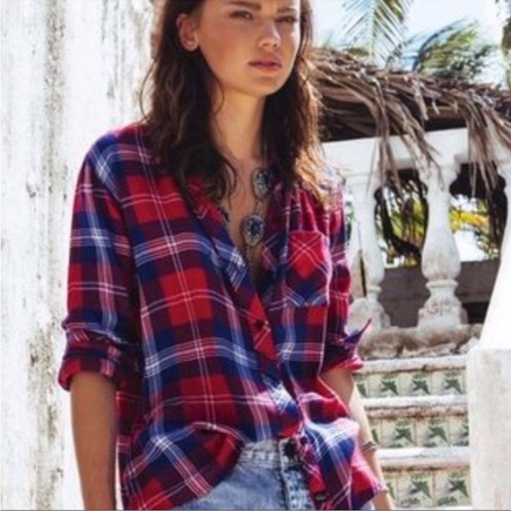 Evereve Allison Joy Plaid Flannel Top